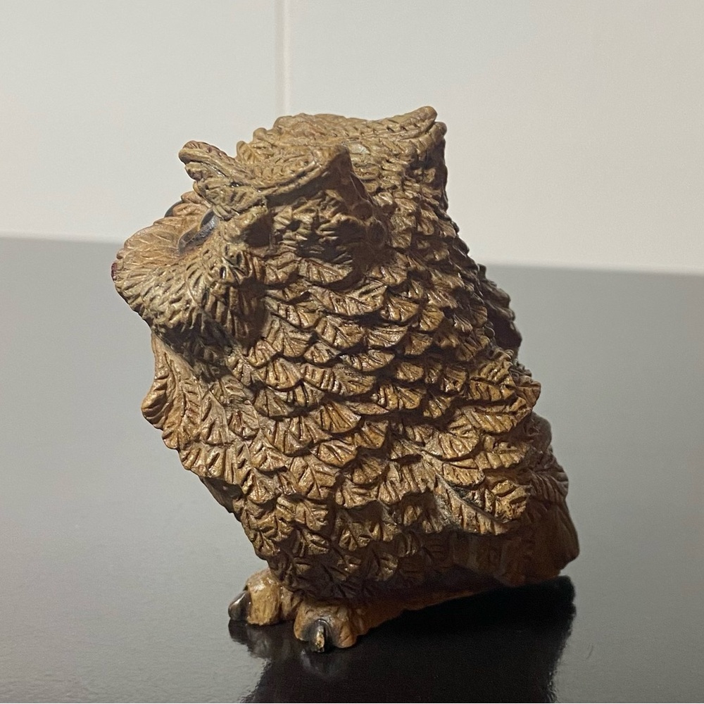 Stone Critters 3.25” Horned Owl Figurine Vintage 1984 - Picture 2 of 9